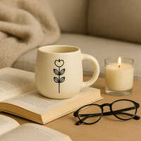 The Stillness Mug Handcrafted Ceramic With Minimal Botanical Art