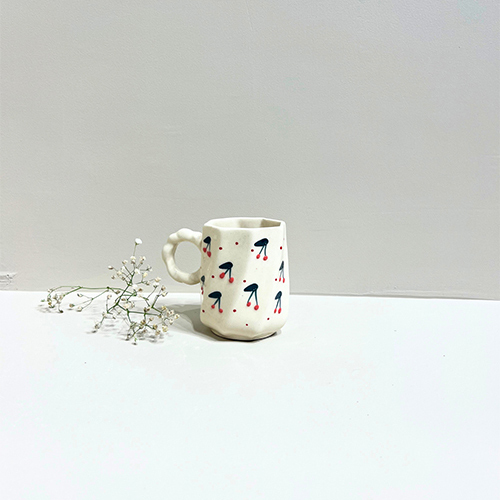 Cherry Pop Handmade Ceramic Mug-quirky, Playful And Perfectly Imperfect - Color: White