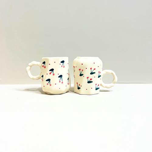 Cherry Pop Handmade Ceramic Mug-quirky, Playful And Perfectly Imperfect - Color: White