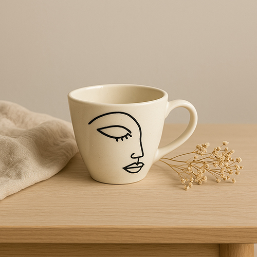 Muse in Clay Handcrafted Line Art Cup