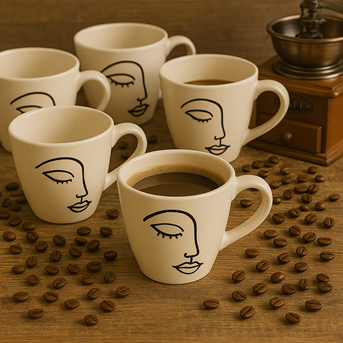 Muse in Clay Handcrafted Line Art Cup