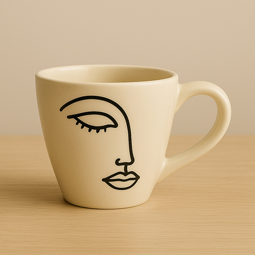 Muse in Clay Handcrafted Line Art Cup
