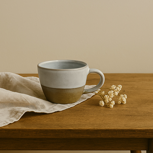 Nordic Claystone Ceramic Cup Matte Glaze With Natural Sandstone Base