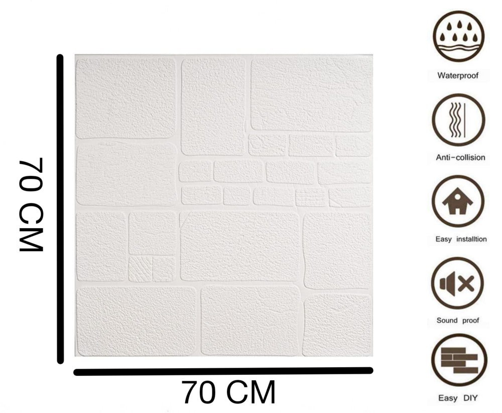 3d Stone Brick Self Adhesive Wallpaper - Material: Foam
