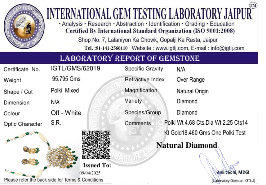 Party Wear Fusion Uncut Diamond Polki Pendant Set