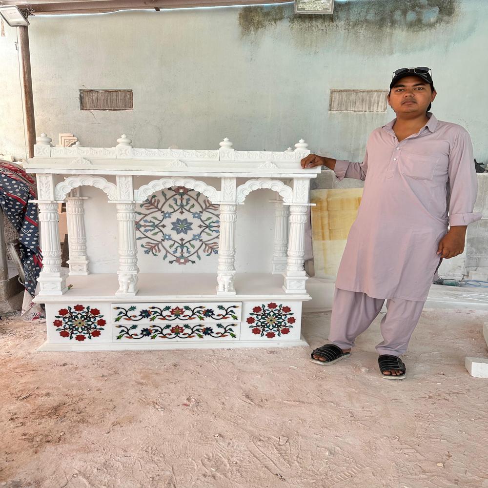 Marble Pooja Mandir - Dimension (L*w*h): 5 Foot (Ft)