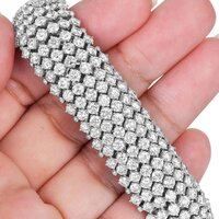 Round Cut Lab Grown Diamond Statement Bangle Bracelet in 18k White Gold
