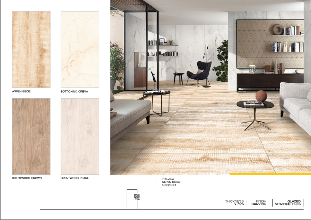 600 X 1200 Elevation Ceramic Floor Tiles - Ceramic, 600x1200 Mm, Super Glossy, Polished Finish | Durable, Low-maintenance For Floors & Walls