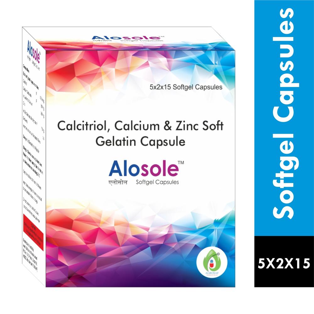 ALOSOLE CAPSULE - Calcitriol 0.25mg + Calcium Carbonate 500mg Equivalent To Calcium 200mg+ Zinc 7.5mg( In Drug)