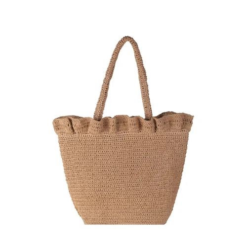 Raffia Crochet Shoulder Bag - Color: Wheat Color
