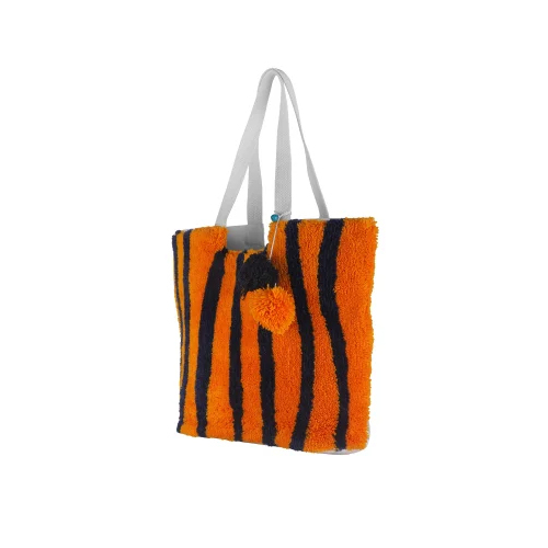Ladies Handloom Hand Bag - Color: Orange And Black
