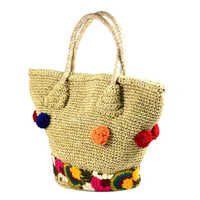 Colorful Lower Border Natural Color Crochet Bag