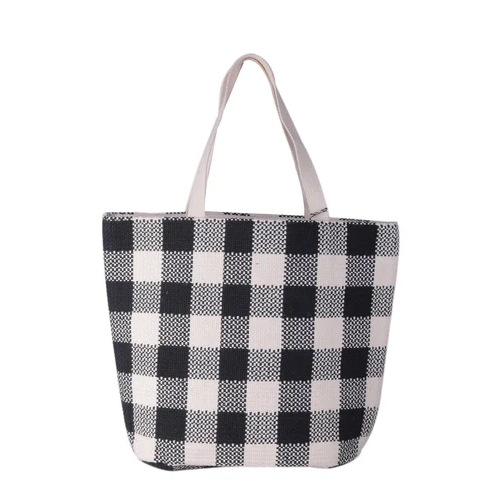 Black And White Handloom Hand Bag