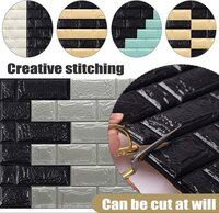 3D BLACK BRICK SELF ADHESIVE WALLPAPER