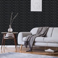 3D BLACK BRICK SELF ADHESIVE WALLPAPER