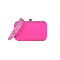 Pink Color Beads Embroidered Clutch