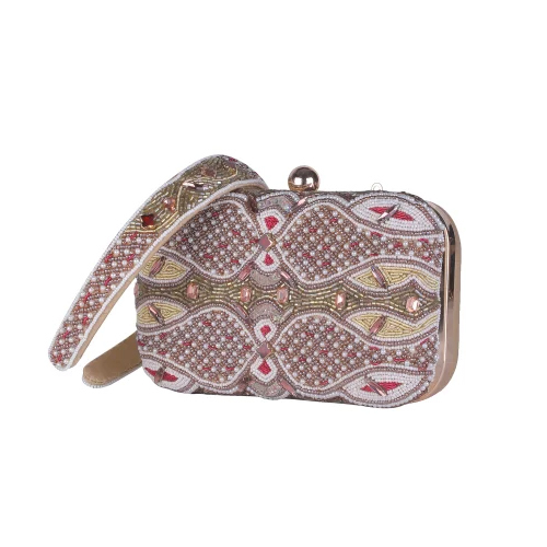 Multicolor Beads Embroidered Clutch