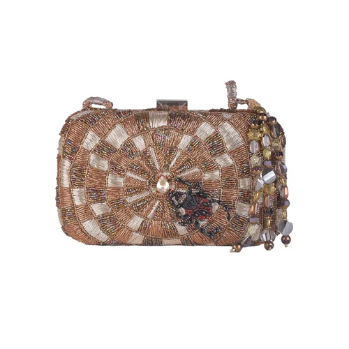 Multi Color Thread Embroidered Clutch