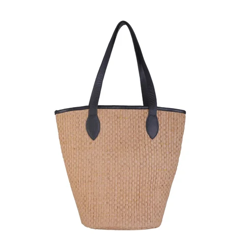 Paper Raffia Weaved Hand Bag - Color: Brown