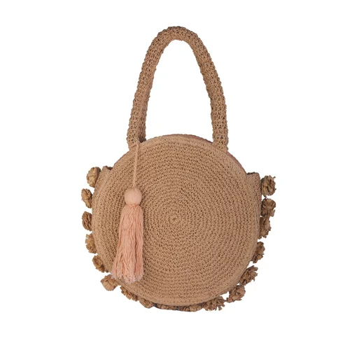 Round Crochet Raffia Hand Bag