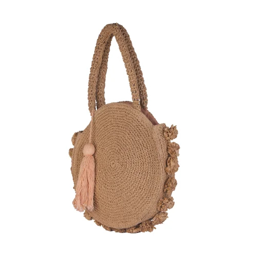 Round Crochet Raffia Hand Bag