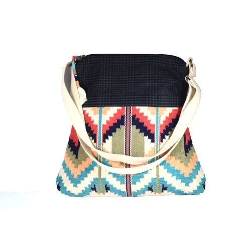 Tapestry Adjustable Sling Bag In Jacquard Fabric - Color: Multi Colour
