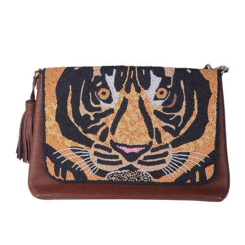 Beads Embroidered Leather Sling Bag - Color: Multi Colour