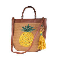 Zari Embroidery Crochet Raffia Tote Bag