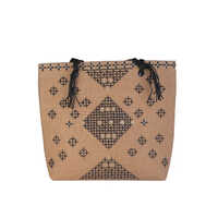 Thread Embroidered Jute Shoulder Bag
