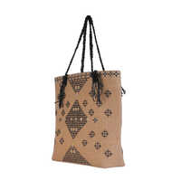 Thread Embroidered Jute Shoulder Bag