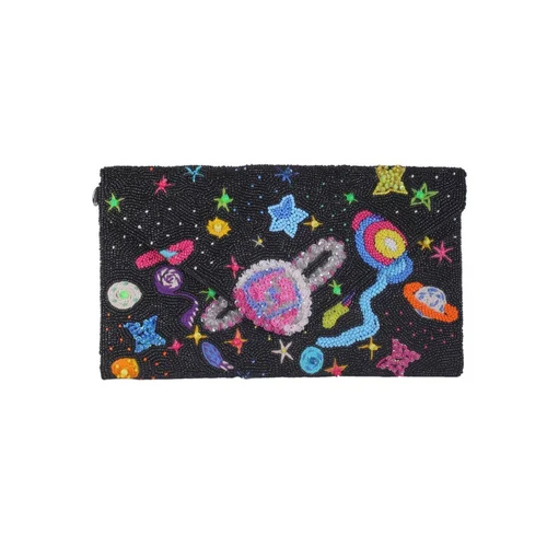 Black Color Beads Embroidered Sling Bag