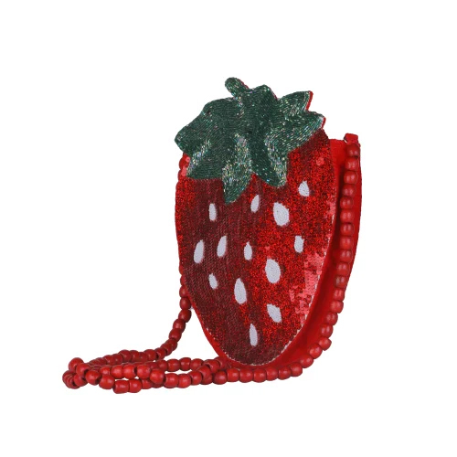 Strawberry Shape Sequins And Beaded Embroidered Sling Bag