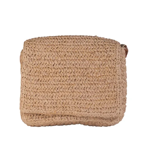 Crocheted Raffia Sling Bag - Color: Wheat Color