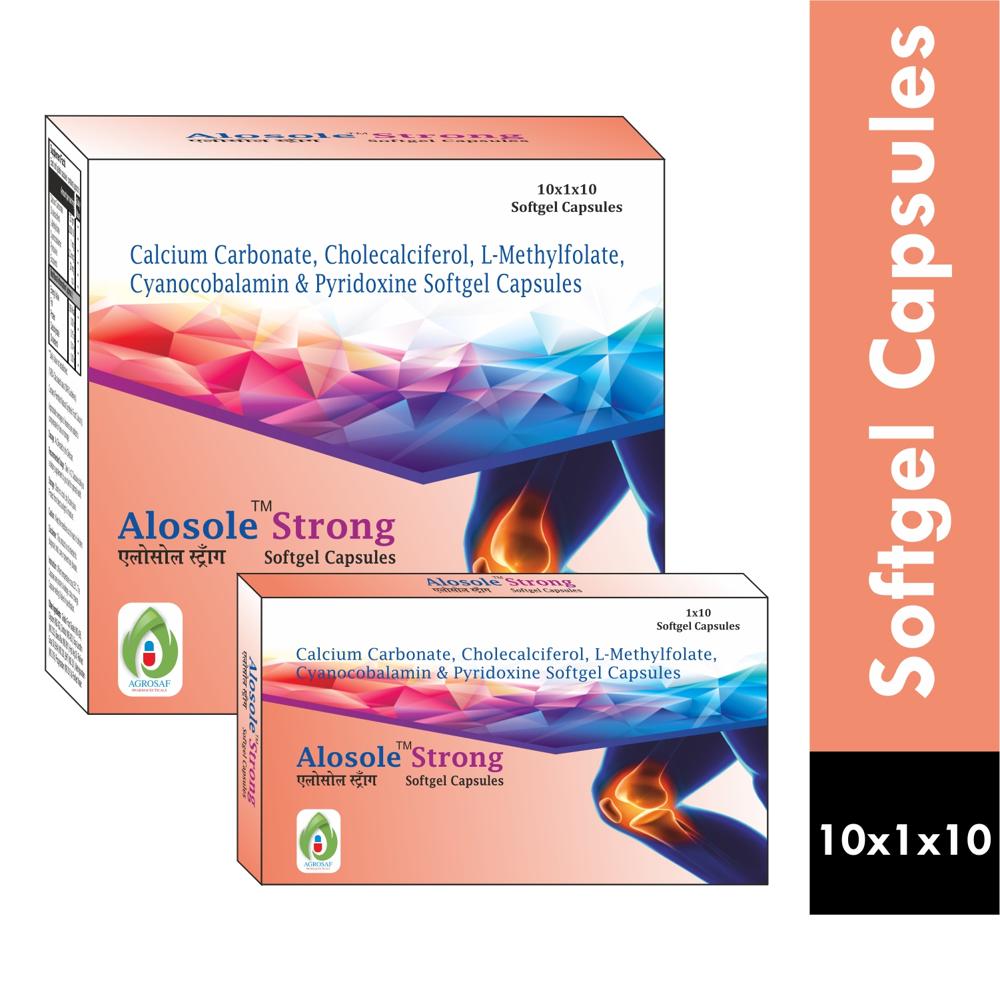 ALOSOLE STRONG CAPSULE - Calcium Carbonate 1.25 Gm+cholecalciferol 2000 Iu+l-methylfolate 1 Mg+cyanocobalamin(methylcobalamin)2.2mcg Mcg+pyridoxine 20 Mg