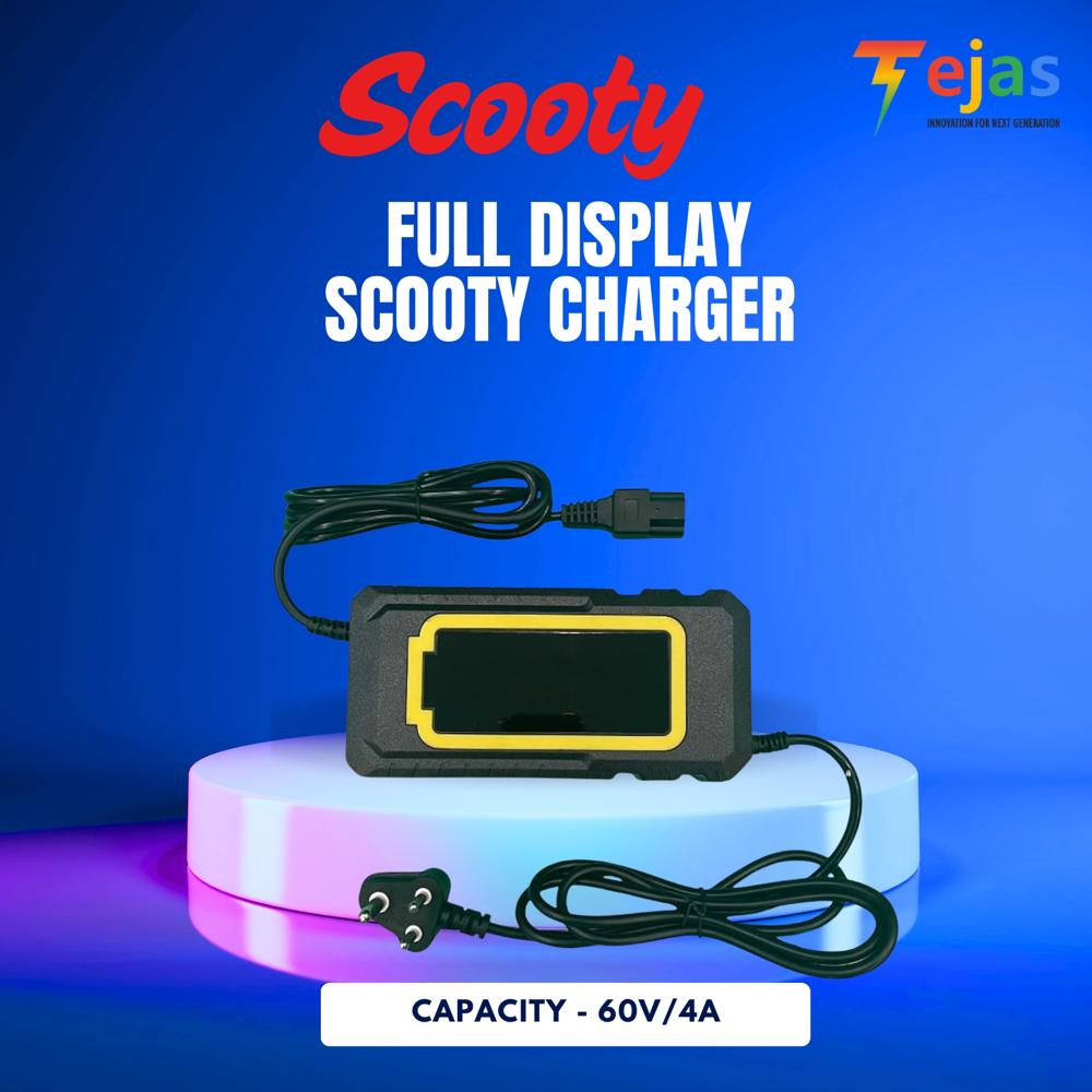 Full Display Scooty Charger 60v/4a - Battery Life: 2-5 Years