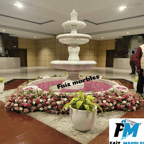 Outdoor White Marble Fountain