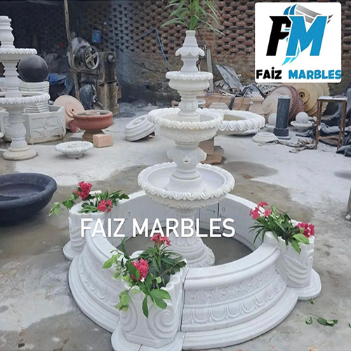 Outdoor White Marble Fountain
