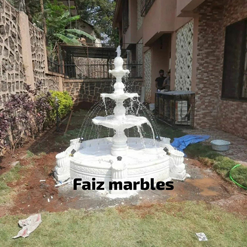 Outdoor White Marble Fountain