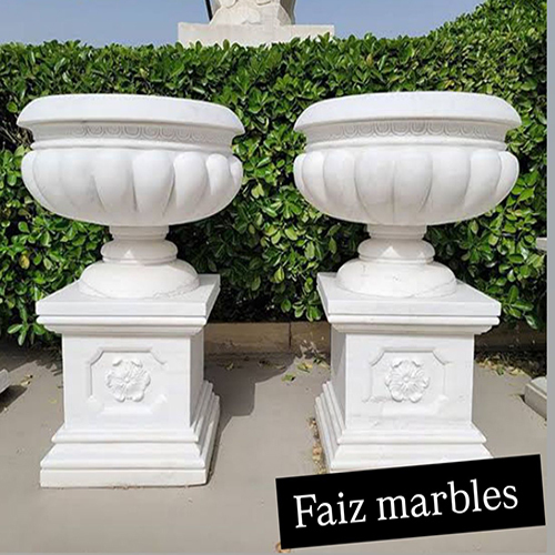 Marble Flowers Pot - Color: White