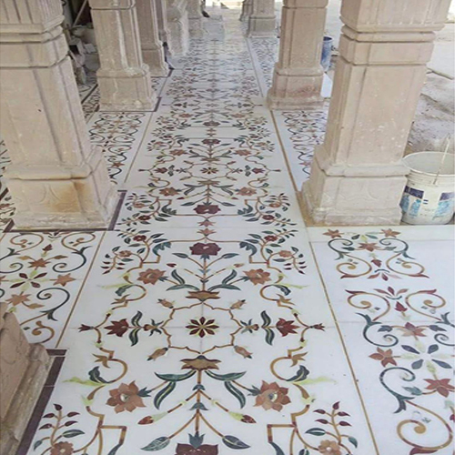 White Marble Inlay Work - Color: Multicolor