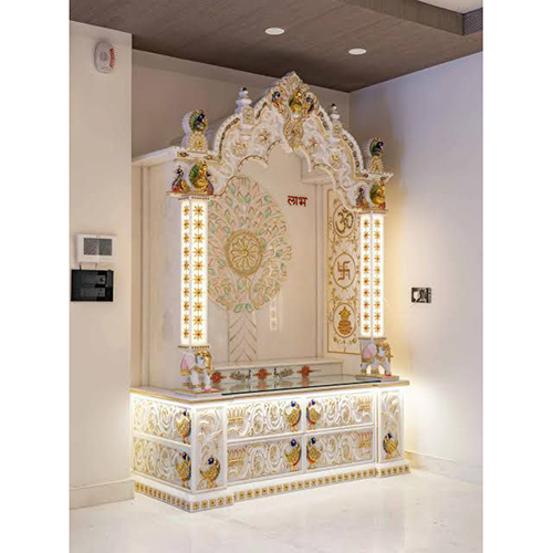 Marble Home Temple - High-quality White Marble, Various Sizes | Polished Finish, Printed Patterns For Elegant Devotional Use