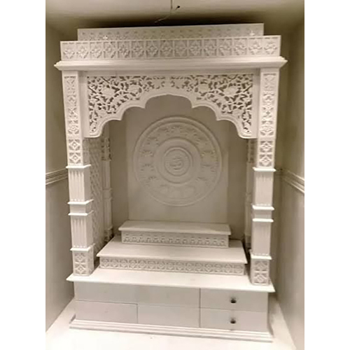 Marble Home Temple - High-quality White Marble, Various Sizes | Polished Finish, Printed Patterns For Elegant Devotional Use
