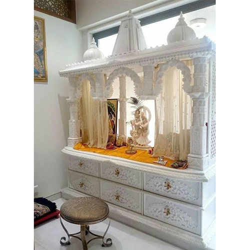 Marble Home Temple - High-quality White Marble, Various Sizes | Polished Finish, Printed Patterns For Elegant Devotional Use