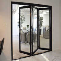 Aluminium Folding Door - 4-8 Panels, Tempered Glass | Black Frame, Customizable Dimensions For Interior Dividers And Patios