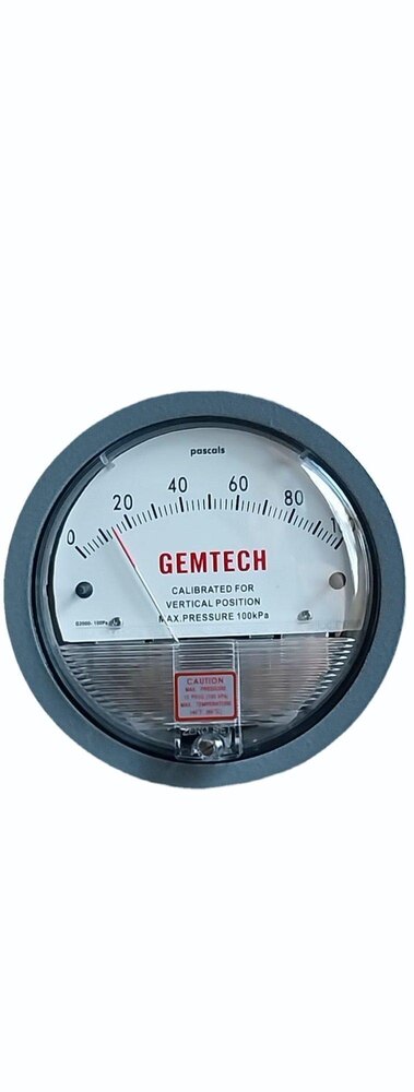 GEMTECH Differential Pressure Gauge Range 0-100 Pascal