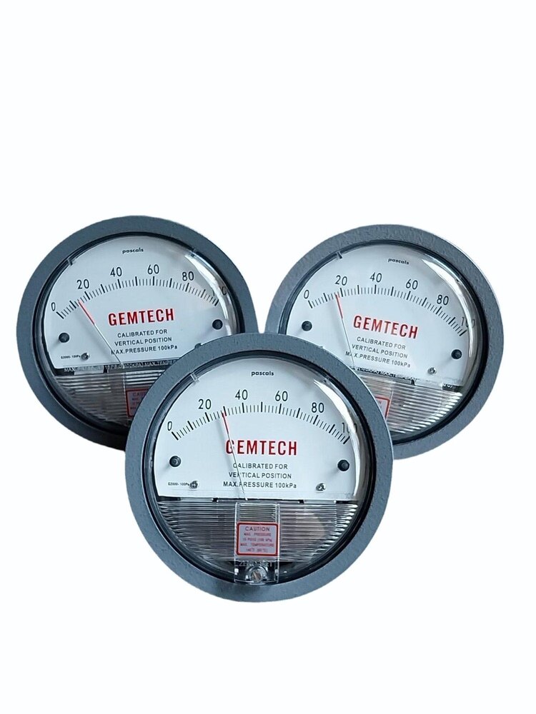 GEMTECH Differential Pressure Gauge Range 0-100 Pascal