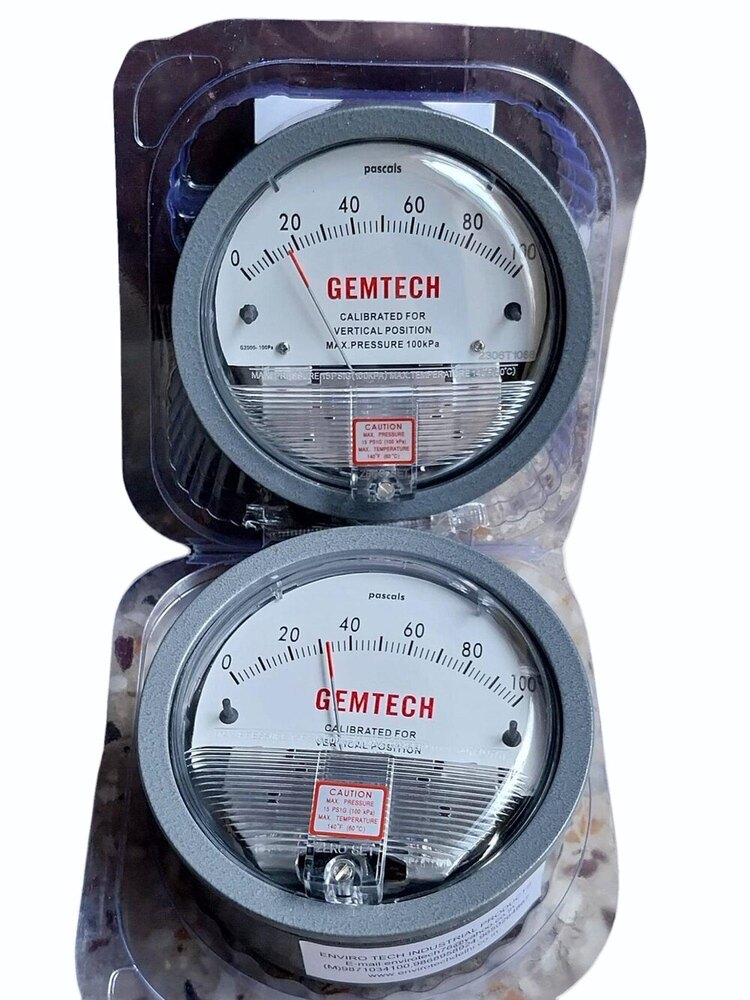GEMTECH Differential Pressure Gauge Range 0-100 Pascal