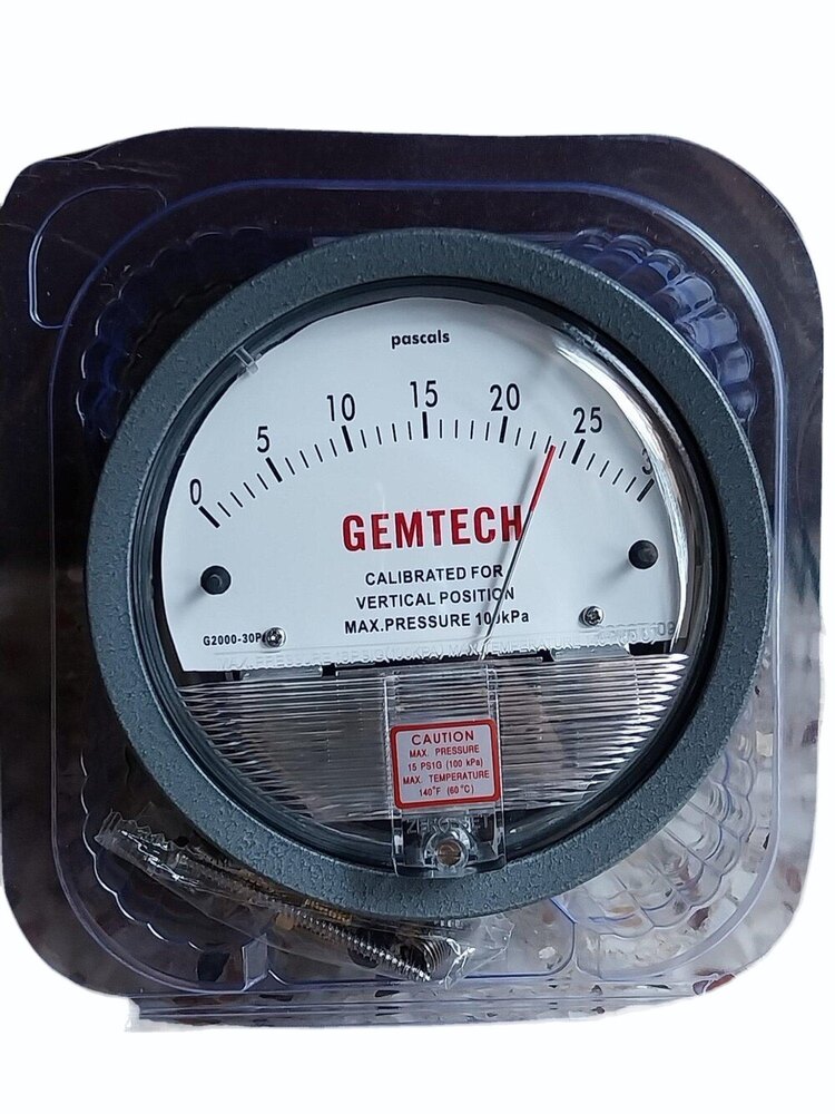 GEMTECH Differential Pressure Gauge Range 0-30 Pascal
