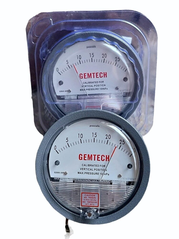 GEMTECH Differential Pressure Gauge Range 0-30 Pascal