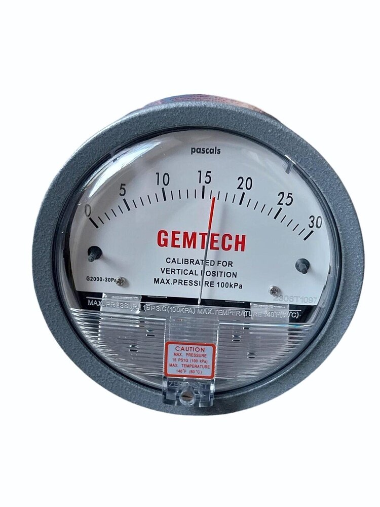 GEMTECH Differential Pressure Gauge Range 0-30 Pascal
